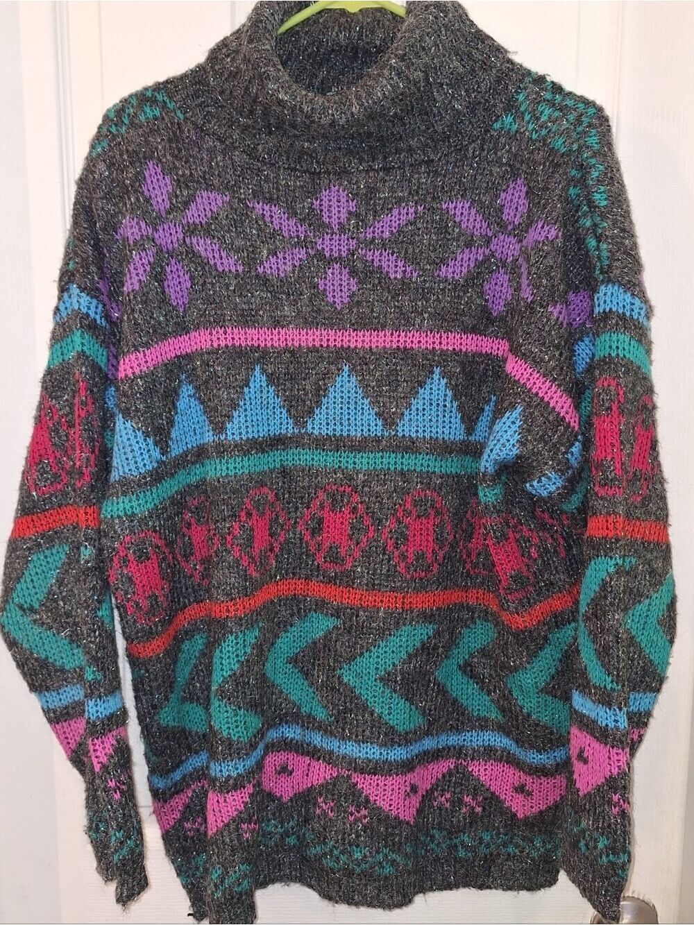 Kitty Hawk Vintage Patterned Turtleneck Sweater Large
